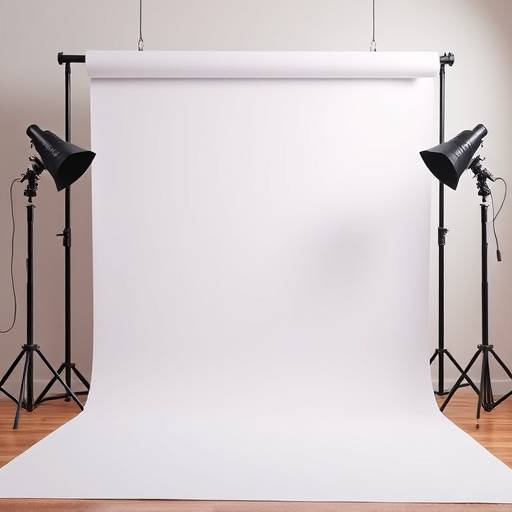 Background paper rolls in various colors and a backdrop stand system